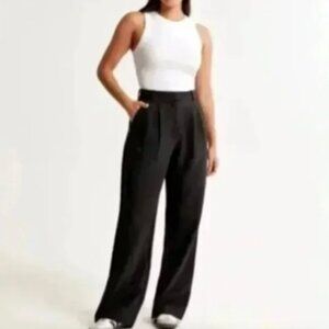 Abercrombie & Fitch A&F Sloane Tailored Wide Leg Pant black S Small short